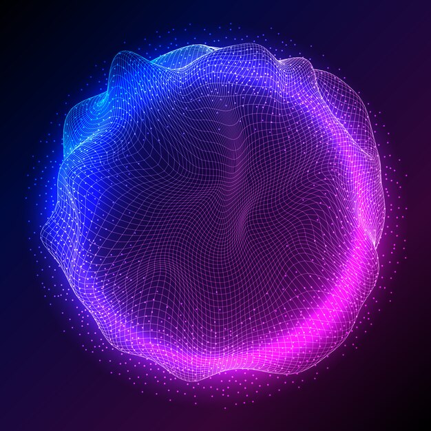 Sphère abstraite avec des particules qui coule