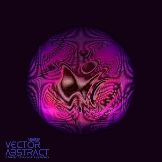 Vecteur gratuit sphère abstraite de particules, tableau de points. illustration futuriste.