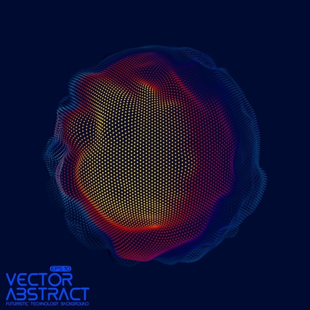 Vecteur gratuit sphère de maille colorée abstract vector sur bleu foncé