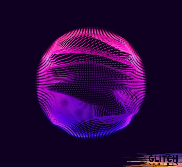Sphère point violet corrompu sur fond sombre