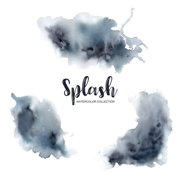 Splash aquarelle avec une illustration mixte de noir, blanc et bleu à des fins décoratives.