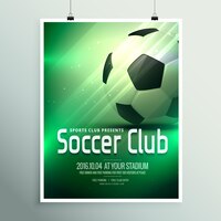 Sport affiche flyer modèle de conception impressionnante avec le football en arrière-plan vert