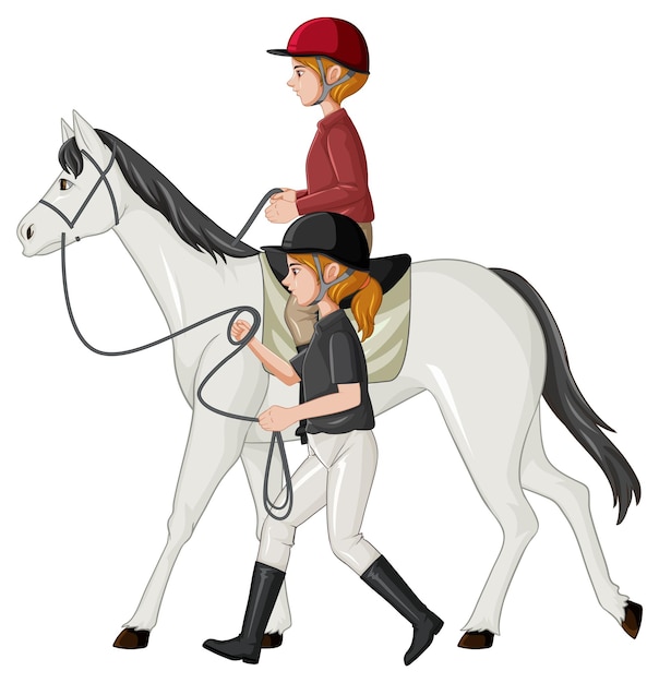 Vecteur gratuit sport équestre avec fille à cheval