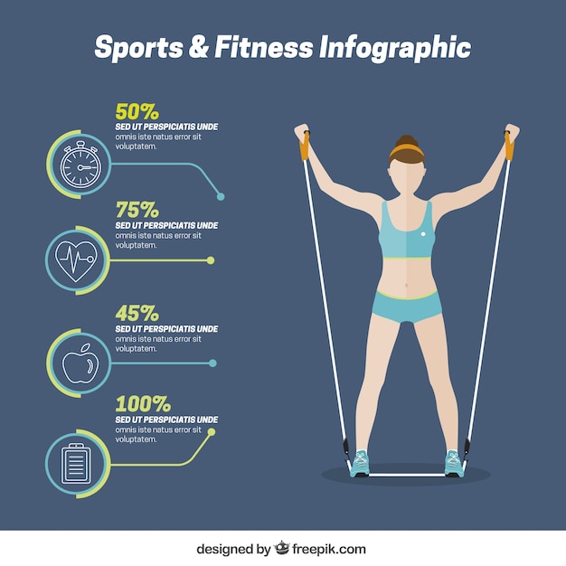 Vecteur gratuit sport et forme infographie avec une femme