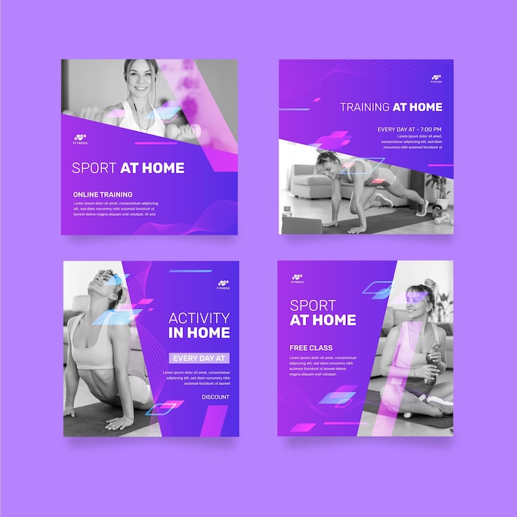 Vecteur gratuit sport à la maison instagram posts