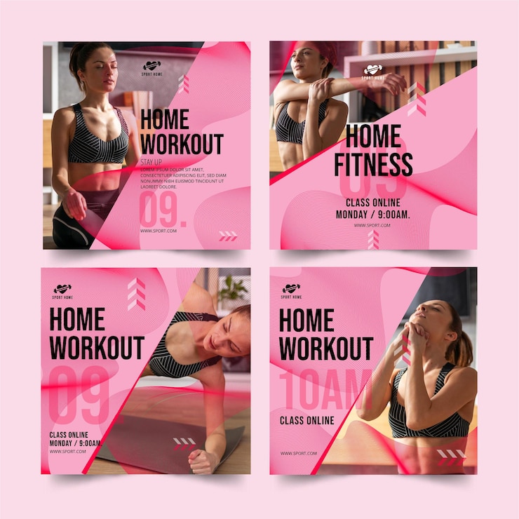 Vecteur gratuit sport à la maison instagram posts