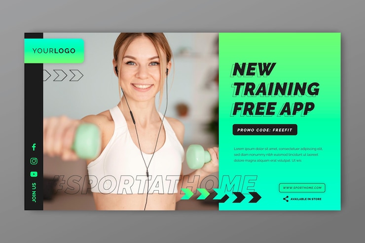 Vecteur gratuit sport à la maison modèle de bannière horizontale