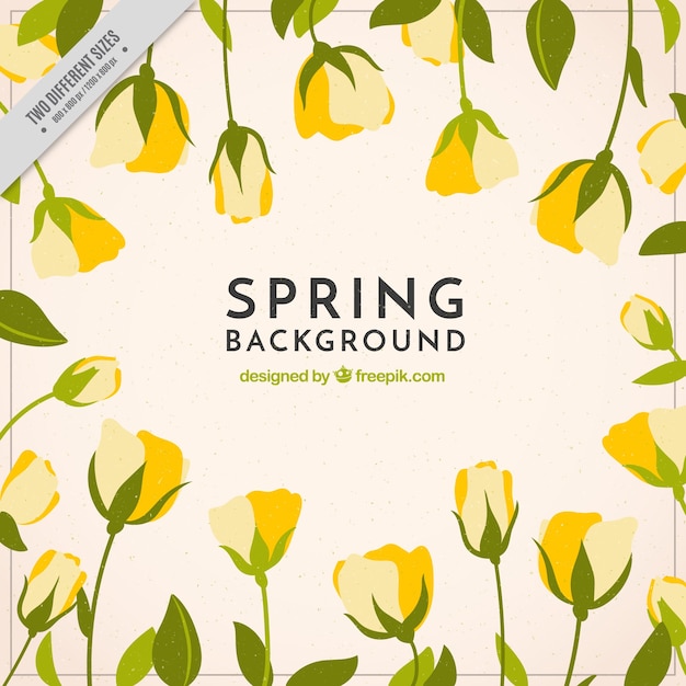 Vecteur gratuit spring background avec des fleurs jaunes