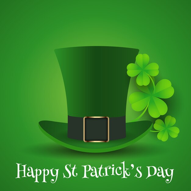 St Patricks Day fond avec chapeau haut de forme et shamrock