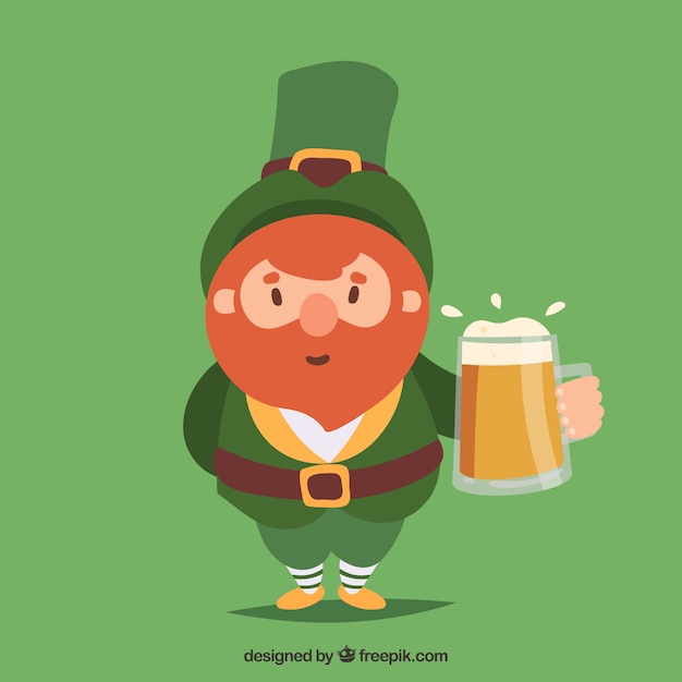 Vecteur gratuit st patricks day fond avec homme tenant la bière