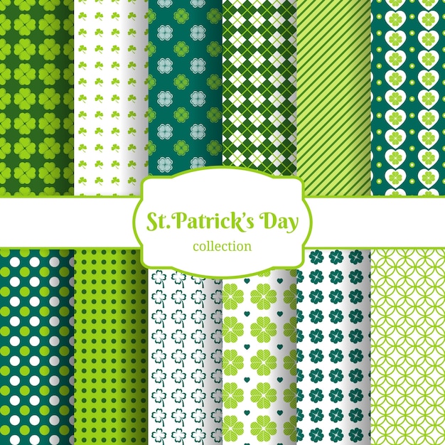 St Patricks day seamless fond serti de feuilles vertes de trèfle