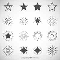 Vecteur gratuit stars et ornements sunburst paquet