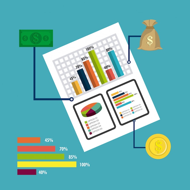 Vecteur gratuit statistiques de croissance des entreprises et d'économies