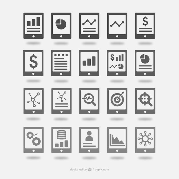 Vecteur gratuit statistiques icônes ensemble