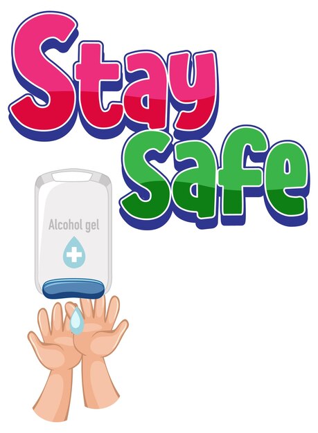 Stay Safe Police Avec Les Mains à L'aide De Gel D'alcool Isolé