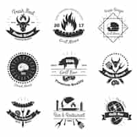 Vecteur gratuit steakhouse vintage emblems set