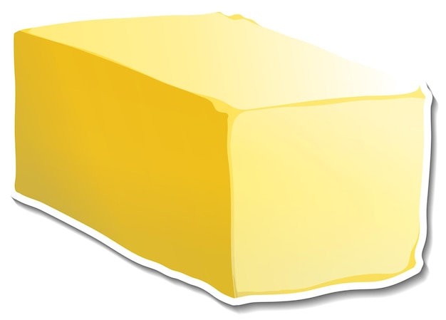 Vecteur gratuit sticker barre de beurre sur fond blanc