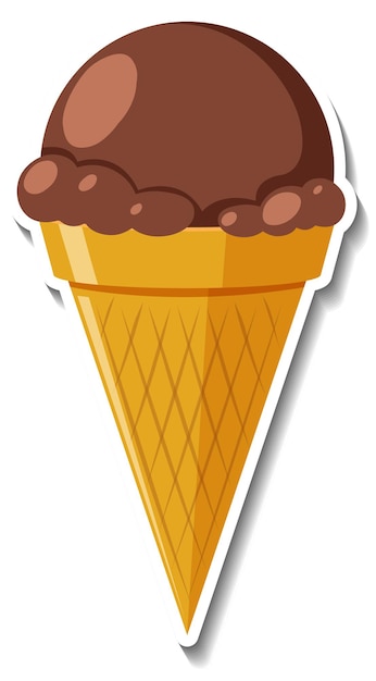 Vecteur gratuit sticker glace au chocolat dans le cornet gaufré