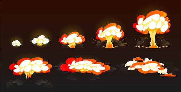 Vecteur gratuit storyboard d'explosion de bombe de dessin animé, animation.