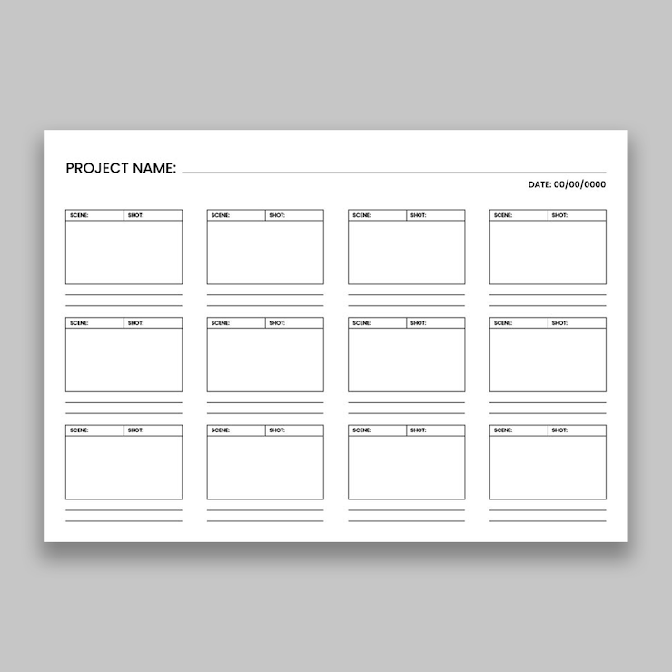 Vecteur gratuit storyboard simple à 12 panneaux vierges