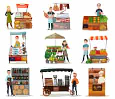 Vecteur gratuit street food icons set