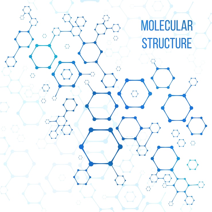 Vecteur gratuit structure moléculaire ou illustration de codage structurel moléculaire