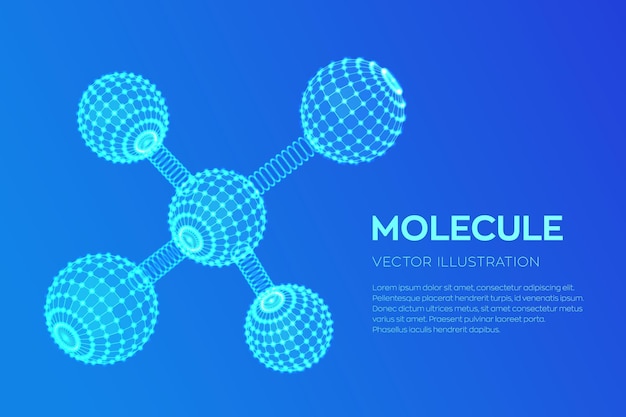 Structure de la molécule Neurones de l'atome d'adn Molécules et formules chimiques Fond de molécule scientifique 3D pour la médecine science technologie chimie biologie Illustration vectorielle