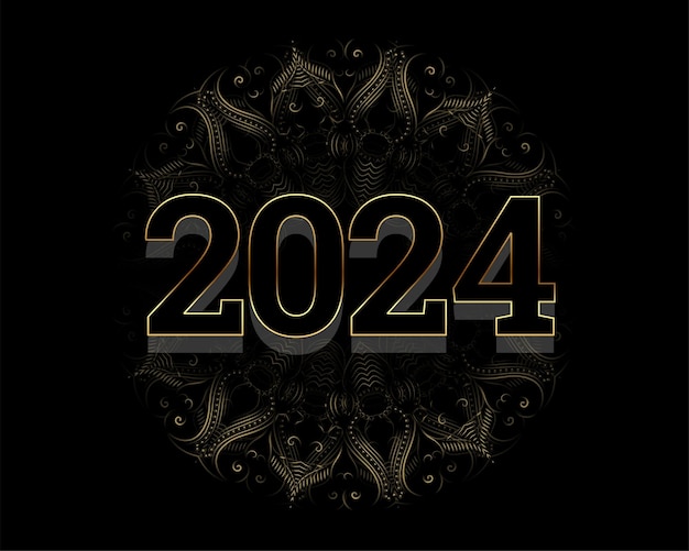 Vecteur gratuit style 3d 2024 lettrage nouvel an vecteur de fond sombre