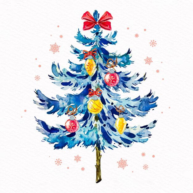 Style aquarelle arbre de Noël décoratif