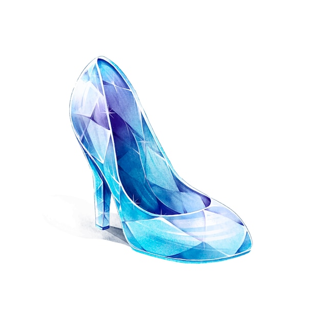 Style aquarelle de chaussure en verre de Cendrillon