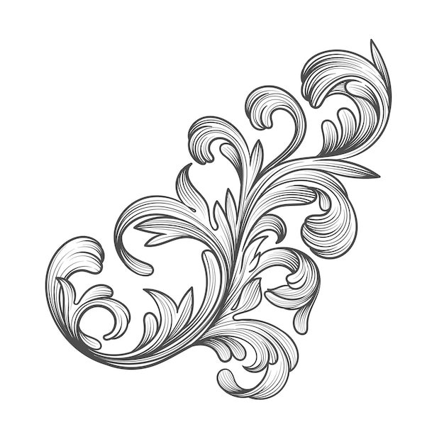 Vecteur gratuit style baroque de bordure ornementale dessinés à la main