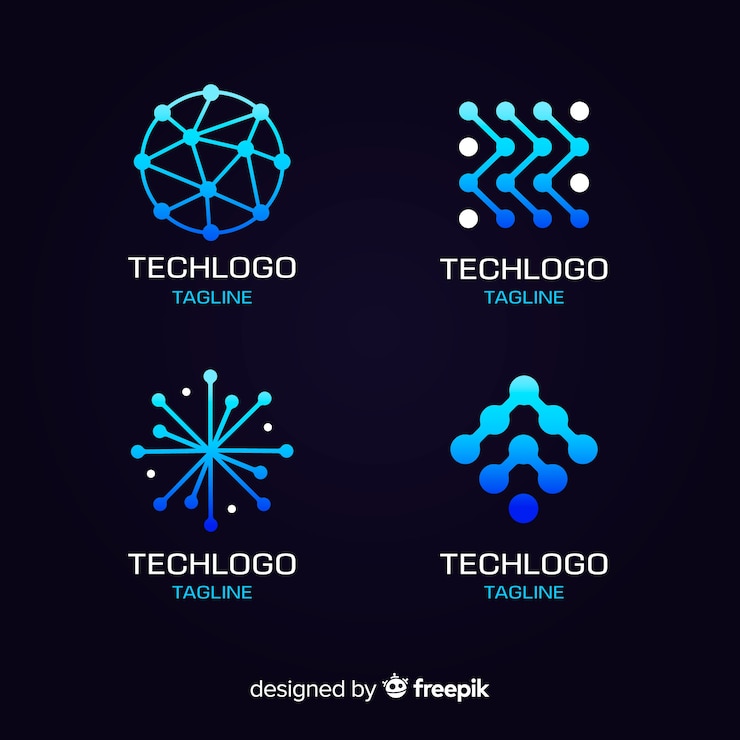 Vecteur gratuit style de collection de logo de technologie