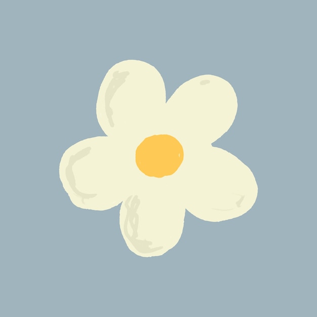 Style dessiné à la main mignon de vecteur d'élément de fleur blanche