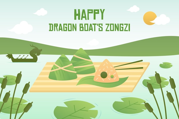 Style De Fond De Bateaux Dragon Zongzi