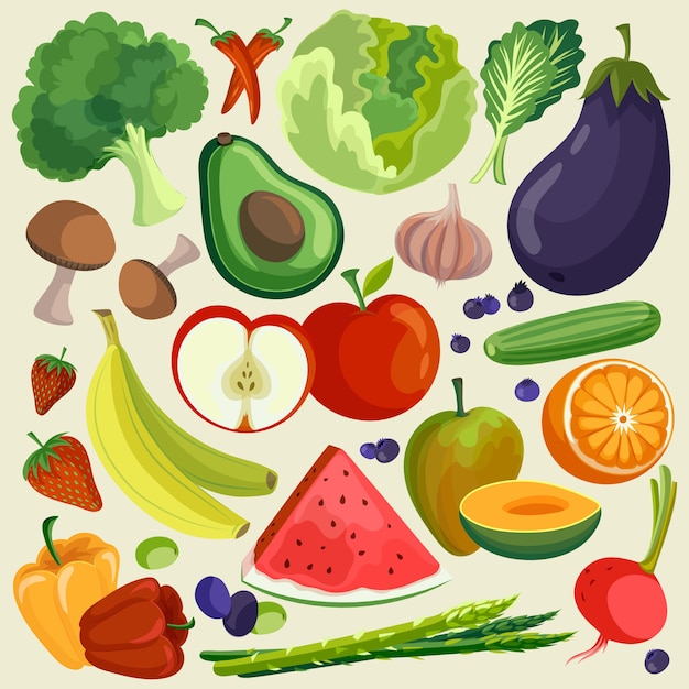 Vecteur gratuit style de fond de fruits et légumes