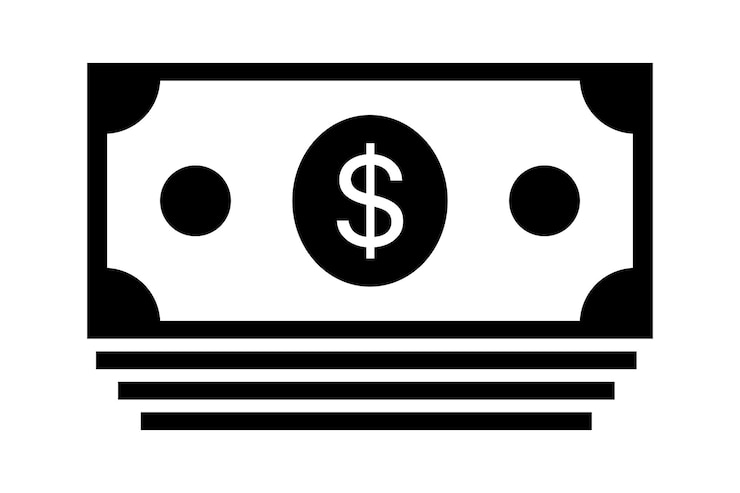 Vecteur gratuit style de glyphe de pile de billets de banque d'argent