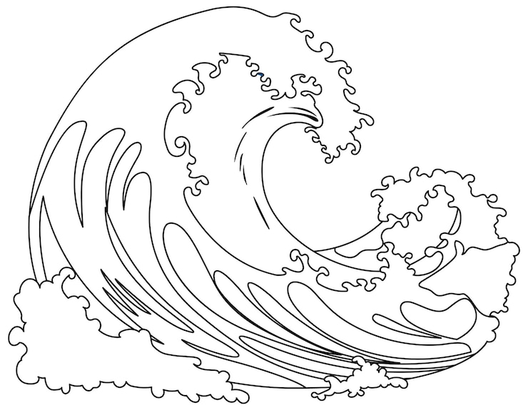 Vecteur gratuit style d'illustration de dessin animé de vecteur de vague japonaise traditionnelle