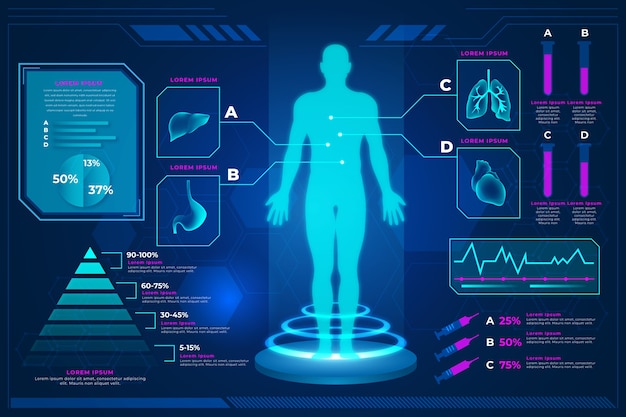 Vecteur gratuit style d'infographie médicale de technologie