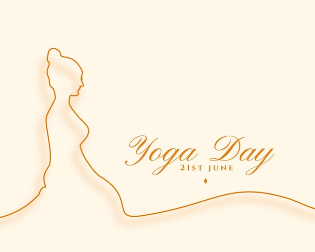 Vecteur gratuit style de ligne 21 juin fond de jour de yoga pour un mode de vie sain