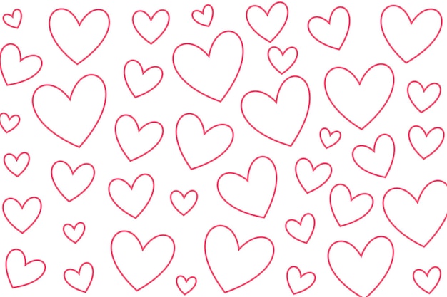 Vecteur gratuit style de ligne minimal amour modèle de cœur toile de fond pour valentines couple