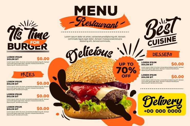 Vecteur gratuit style de menu de restaurant numérique