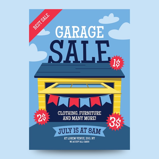 Vecteur gratuit style de modèle d'affiche de vente de garage