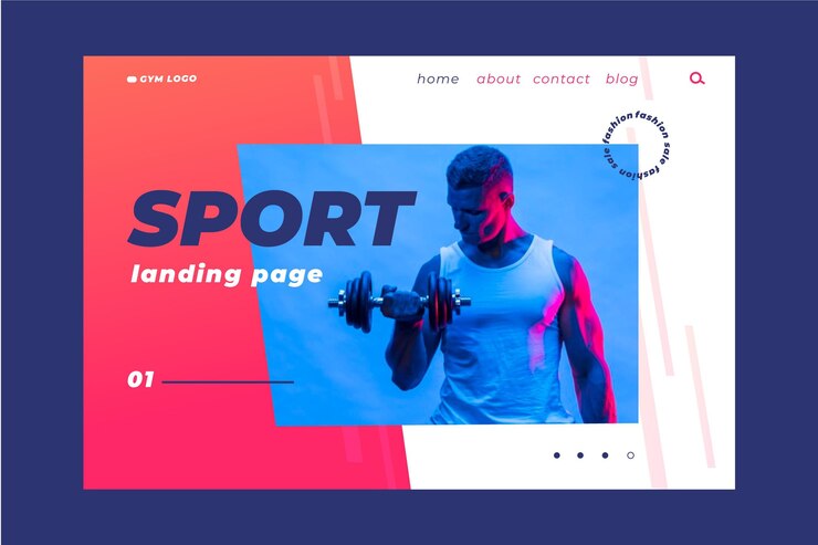 Vecteur gratuit style de modèle de page de destination de sport