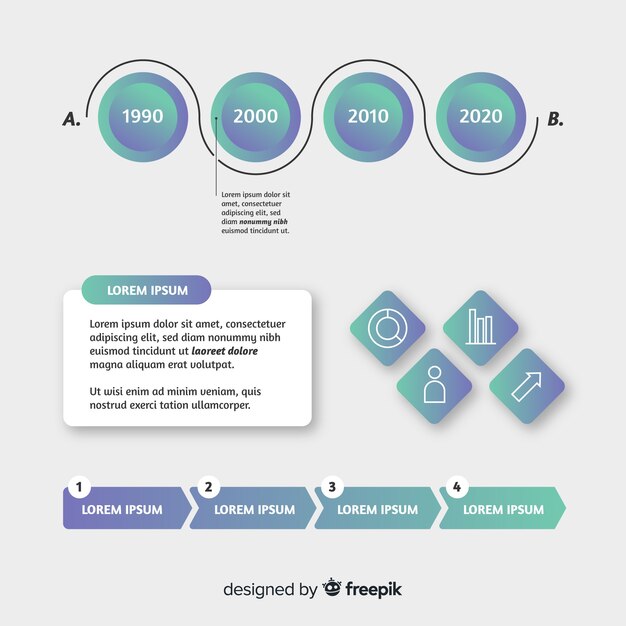 Style Plat De Modèle D'infographie Dégradé