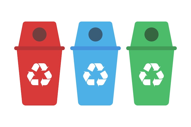 Vecteur gratuit le style plat des poubelles de recyclage