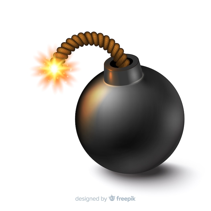 Vecteur gratuit style réaliste de bombe noire ronde