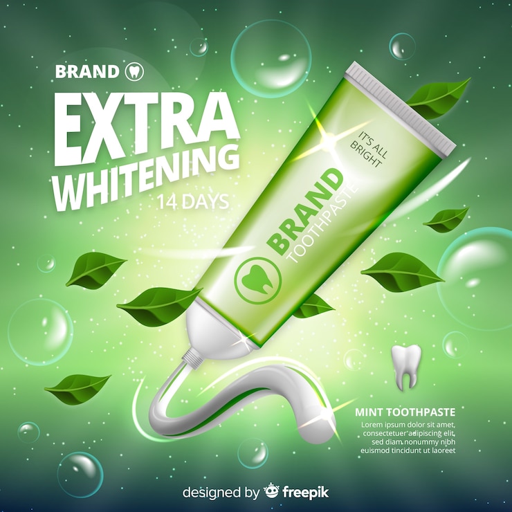 Vecteur gratuit style réaliste de publicité de dentifrice frais