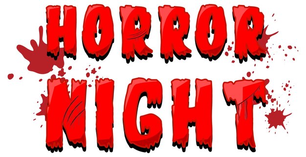 Style de sang dégoulinant avec le mot Horror Night