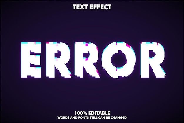 Vecteur gratuit style de texte d'erreur d'effet de texte glitch