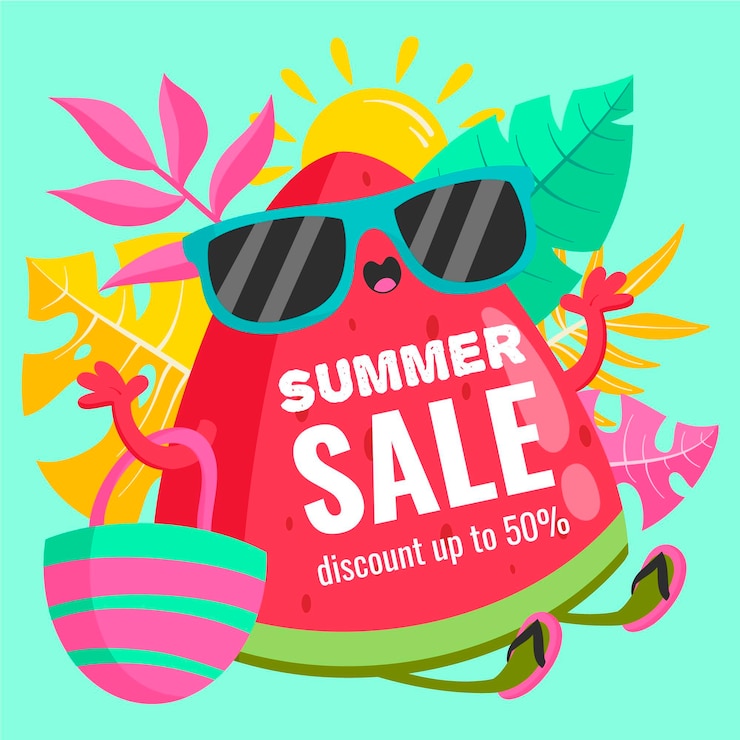 Vecteur gratuit style de vente d'été dessiné à la main